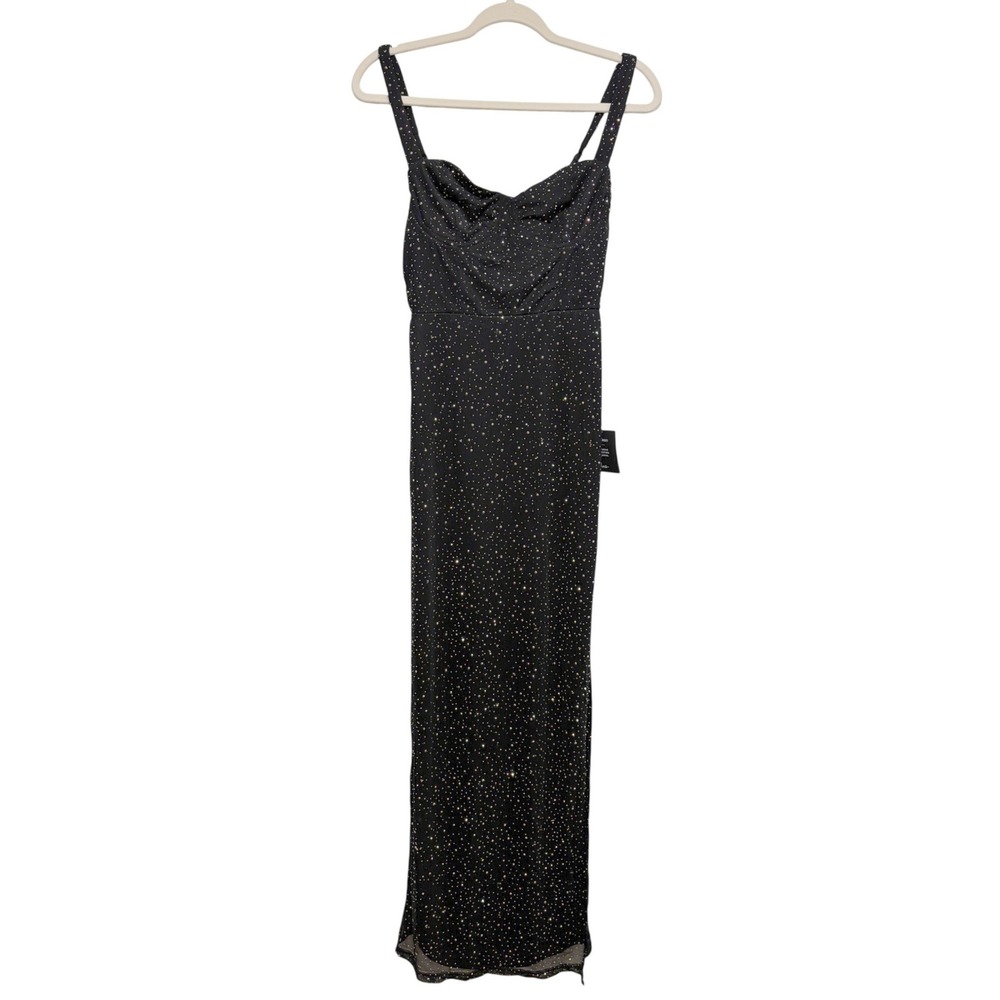 NWT Lulus A-Lister Black Rhinestone Bustier Maxi Dress Small‎ - Picture 4 of 8